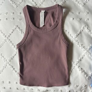 ALO Yoga Smokey Quartz Goddess Go To Ribbed Tank Top